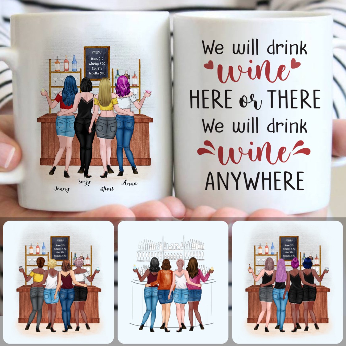 Personalized Mug, Special Birthday Gifts, 4 Best Friends Customized Coffee Mug With Names Personalized Mug, Special Birthday Gifts, 4 Best Friends Customized Coffee Mug With Names