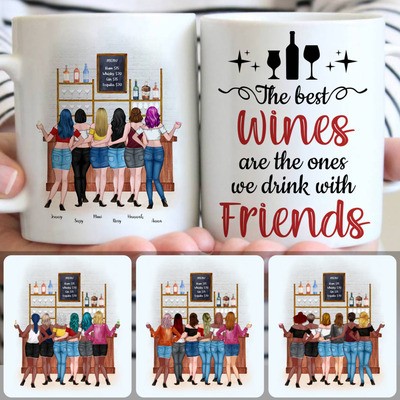6 Best Friends Customized Coffee Mug With Names, Personalized Mug, Meaningful Birthday Gifts