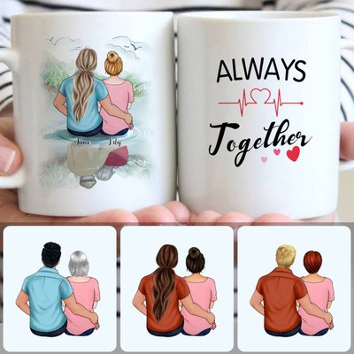 Couple - Always Together Customized Coffee Mug With Names, Personalized Mug, Romantic Valentine's Day Gifts Couple - Always Together Customized Coffee Mug With Names, Personalized Mug, Romantic Valentine's Day Gifts