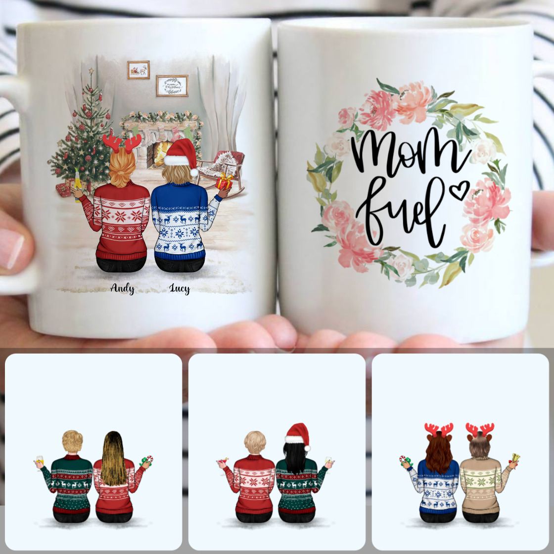 Personalized Mug, Unique Christmas Gifts, Mother & Daughter Customized Coffee Mug With Names