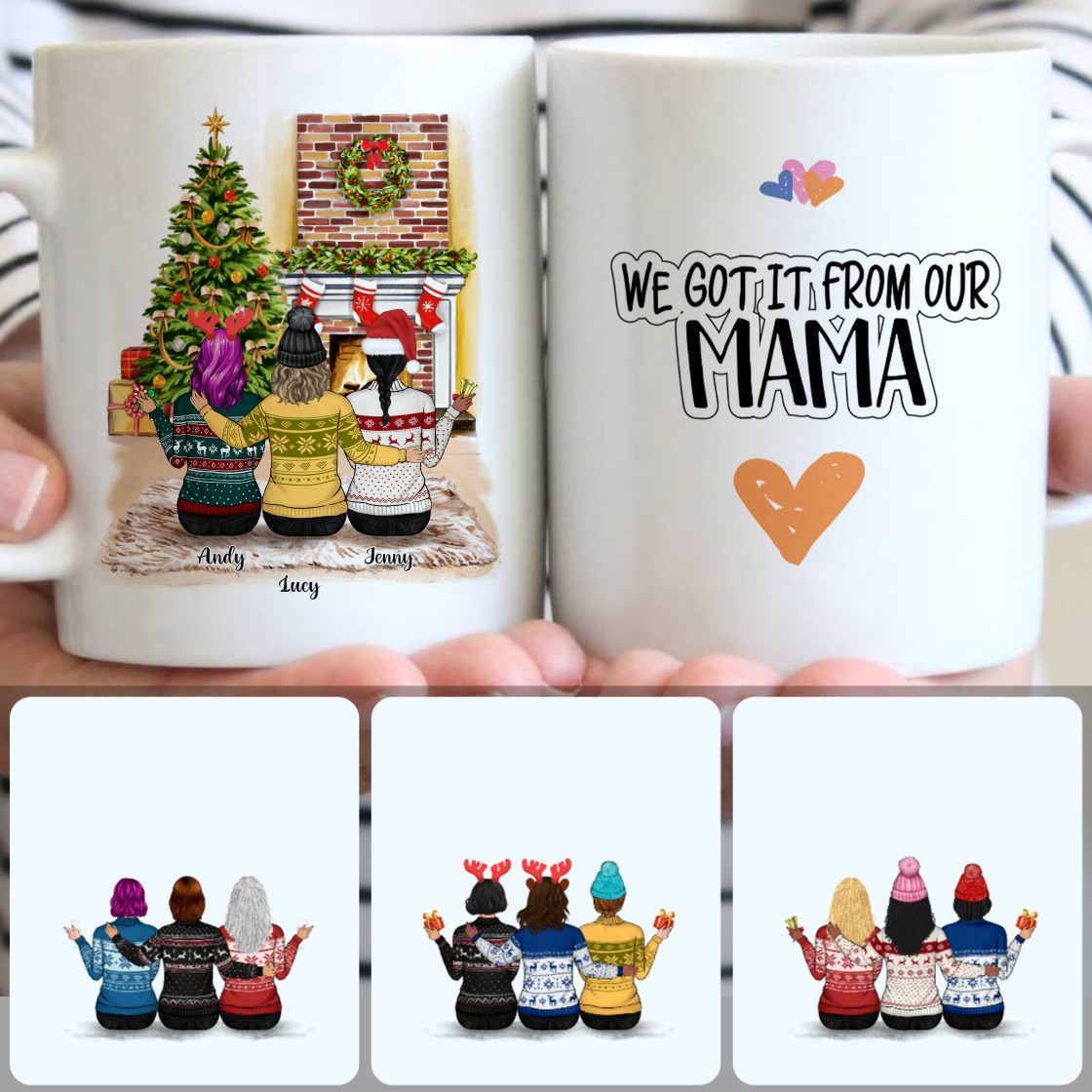 Personalized Mug, Special Christmas Gifts, Mother & 2 Daughters Customized Coffee Mug With Names Personalized Mug, Special Christmas Gifts, Mother & 2 Daughters Customized Coffee Mug With Names