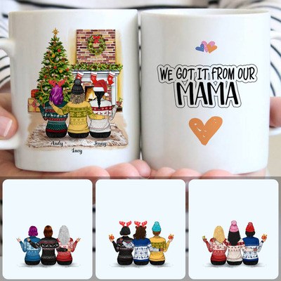 Mother & 2 Daughters Customized Coffee Mug With Names, Personalized Mug, Special Christmas Gifts