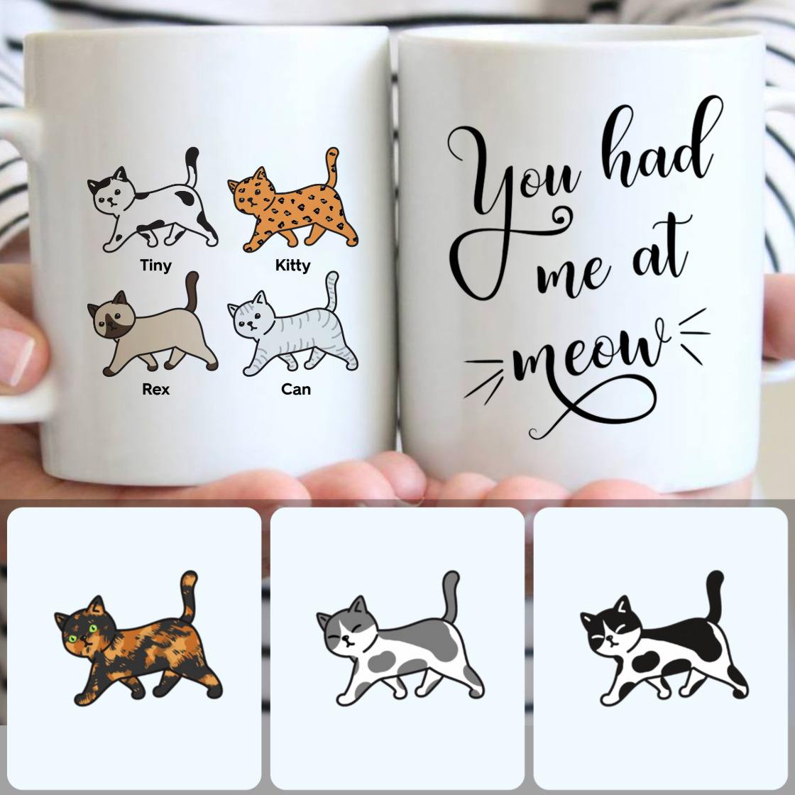 Personalized Mug, Surprise Birthday Gifts, 4 Cats Customized Coffee Mug With Names