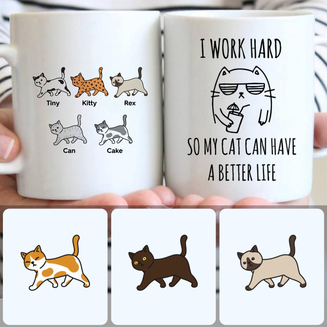 Personalized Mug, Best Birthday Gifts,5 Cats Customized Coffee Mug With Names