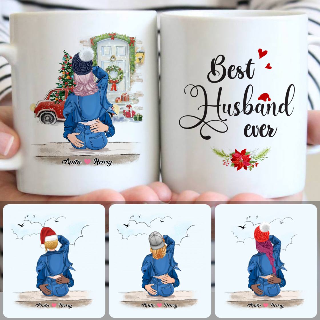 Personalized Mug, Romantic Christmas Gifts, Best Husband Ever Customized Coffee Mug With Names Personalized Mug, Romantic Christmas Gifts, Best Husband Ever Customized Coffee Mug With Names