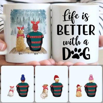 Dad & Dog Customized Coffee Mug With Names, Personalized Mug, Unique Christmas Gifts