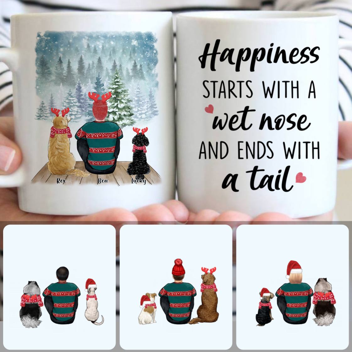 Personalized Mug, Surprise Christmas Gifts, Dad & 2 Dogs Customized Coffee Mug With Names Personalized Mug, Surprise Christmas Gifts, Dad & 2 Dogs Customized Coffee Mug With Names