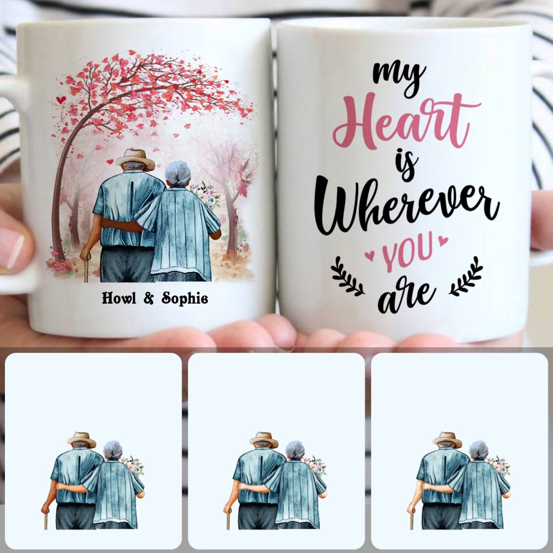 Personalized Mug, Memorial Aniversary Gifts, Old Couple Customized Coffee Mug With Names