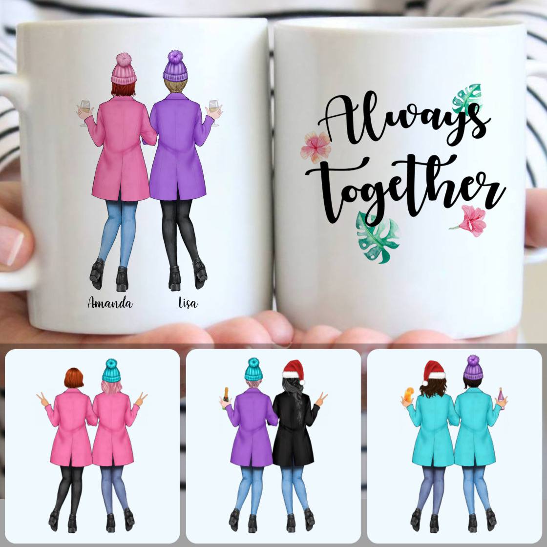 Personalized Mug, Meaningful Christmas Gifts, 2 Besties Forever Customized Coffee Mug With Names