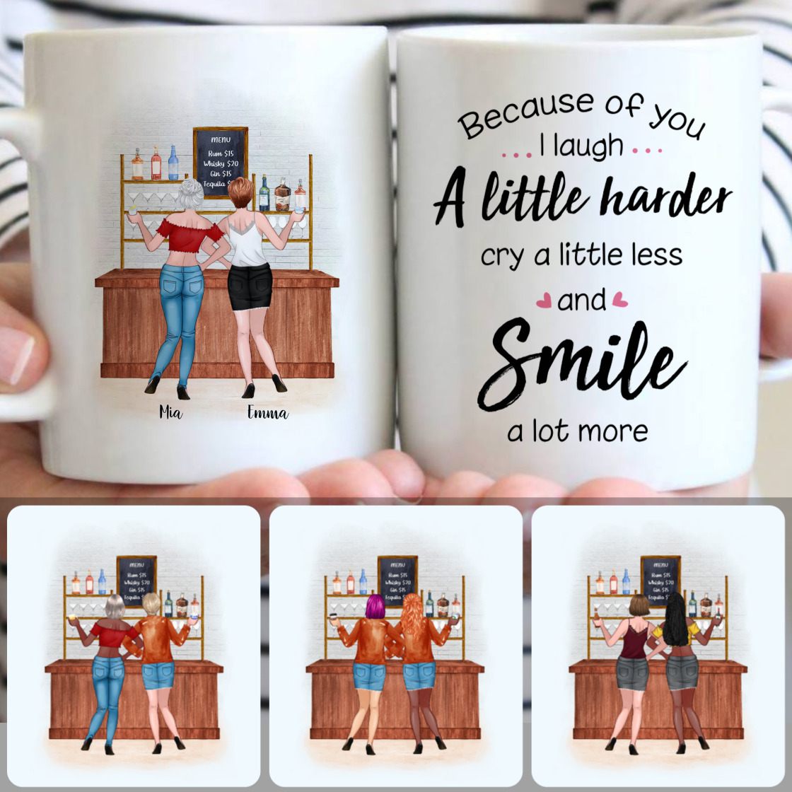 Personalized Mug, Special Birthday Gifts, 2 Best Friends Customized Coffee Mug With Names