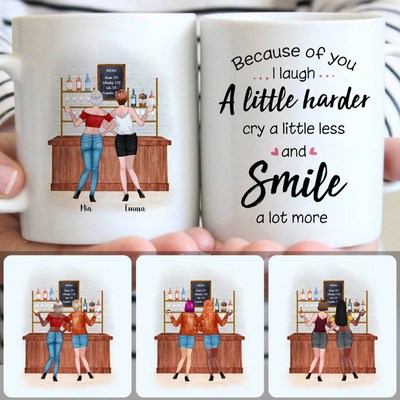 2 Best Friends Customized Coffee Mug With Names, Personalized Mug, Special Birthday Gifts