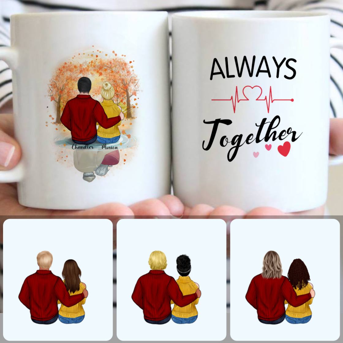 Personalized Mug, Romantic Valentine's Day Gifts, Couple Sitting Together Customized Coffee Mug With Names Personalized Mug, Romantic Valentine's Day Gifts, Couple Sitting Together Customized Coffee Mug With Names