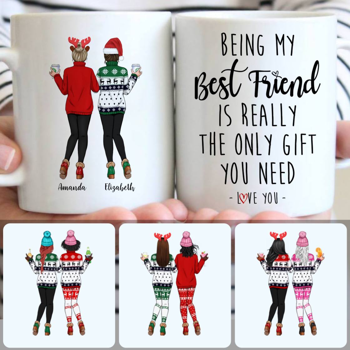 Personalized Mug, Surprise Christmas Gifts, 2 Best Friends Customized Coffee Mug With Names