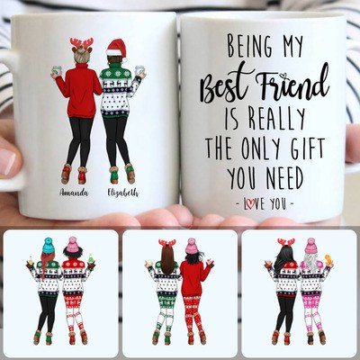 2 Best Friends Customized Coffee Mug With Names, Personalized Mug, Surprise Christmas Gifts 2 Best Friends Customized Coffee Mug With Names, Personalized Mug, Surprise Christmas Gifts