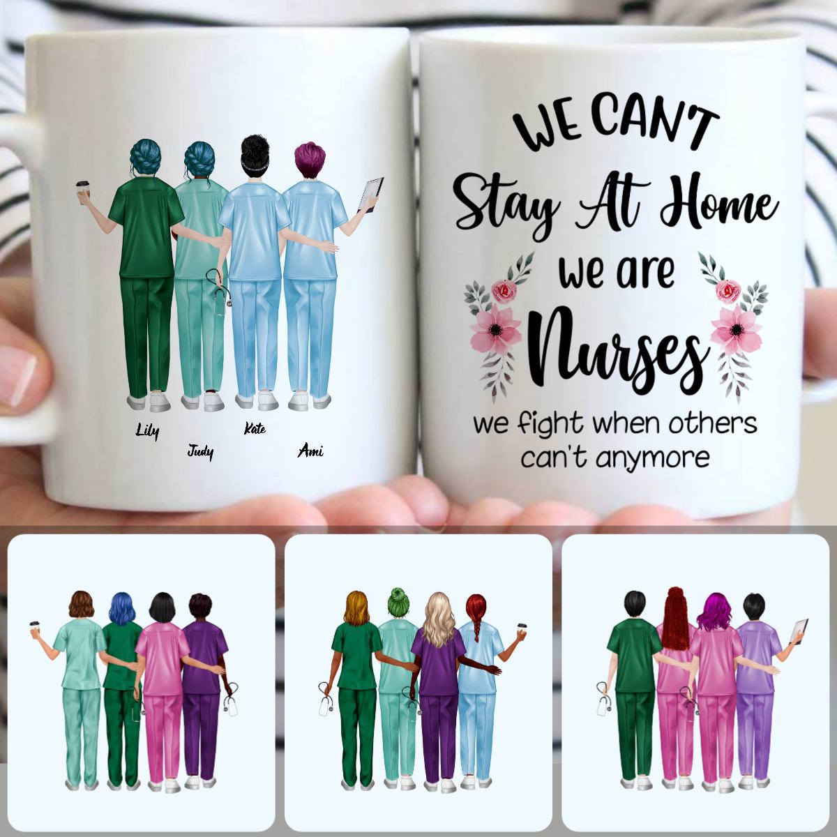 Personalized Mug, Special Birthday Gifts, 4 Nurses Customized Coffee Mug With Names Personalized Mug, Special Birthday Gifts, 4 Nurses Customized Coffee Mug With Names