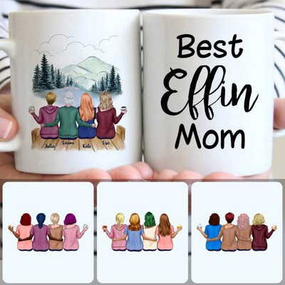 Mother & 3 Daughters Customized Coffee Mug With Names, Personalized Mug, Special Birthday Gifts