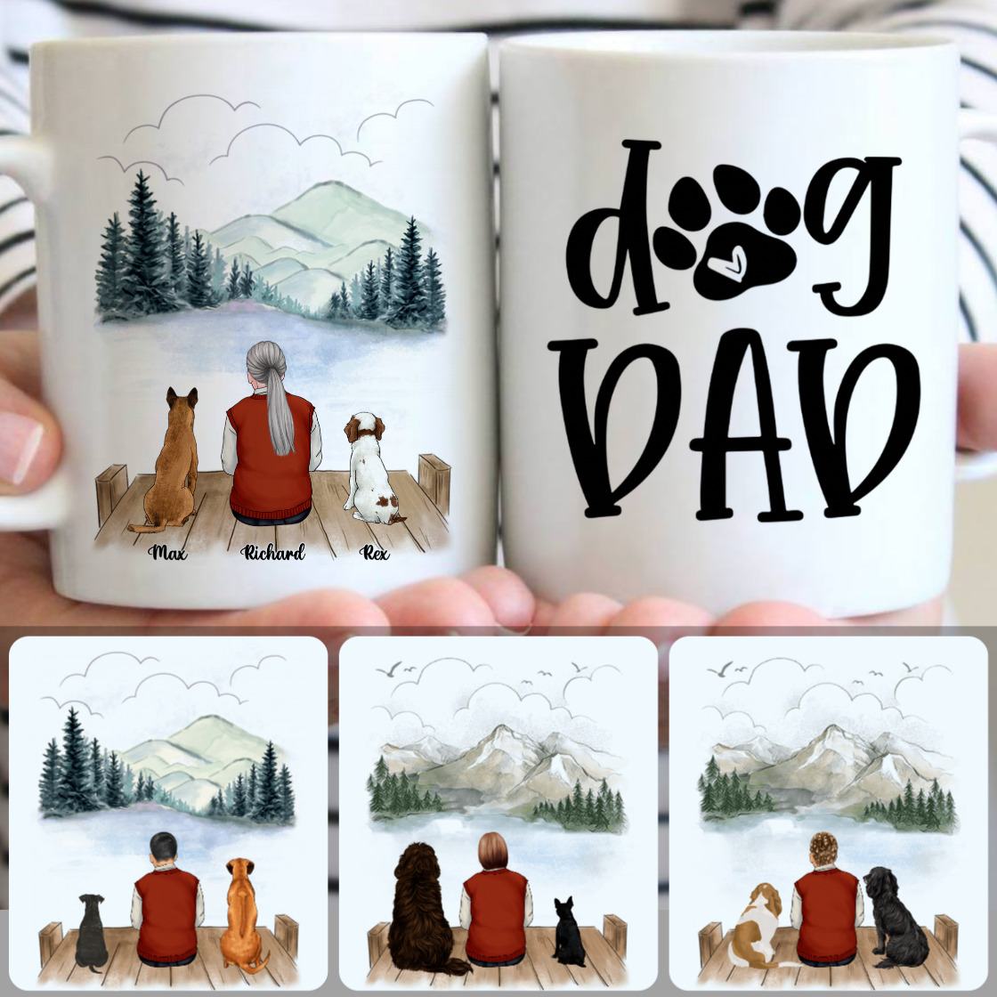 Personalized Mug, Unique Gifts For Grandpa Grandfather, Old Man & 2 Dogs Customized Coffee Mug With Names Personalized Mug, Unique Gifts For Grandpa Grandfather, Old Man & 2 Dogs Customized Coffee Mug With Names