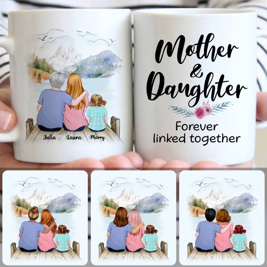 Personalized Mug, Best Mother's Day Gifts, Grandma, Mom & Kid, Customized Coffee Mug With Names