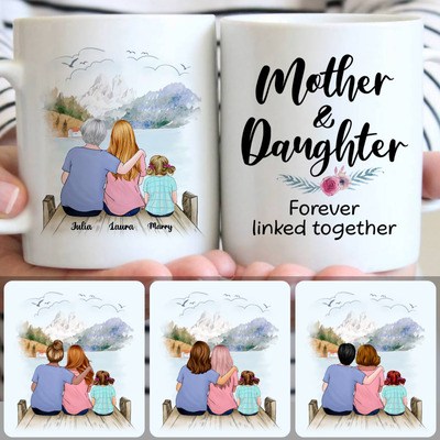 Grandma, Mom & Kid, Customized Coffee Mug With Names, Personalized Mug, Best Mother's Day Gifts