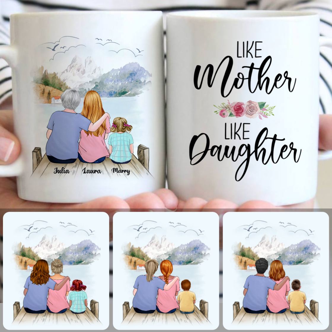 Personalized Mug, Perfect Birthday Gifts, Grandma, Mom & Kid Customized Coffee Mug With Names Personalized Mug, Perfect Birthday Gifts, Grandma, Mom & Kid Customized Coffee Mug With Names