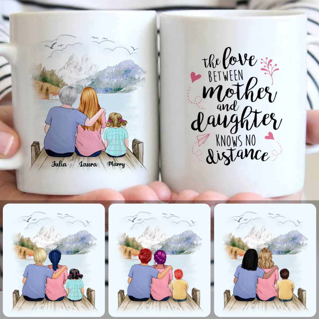 Personalized Mug, Special Mother's Day Gifts, Grandma, Mom & Kid Customized Coffee Mug With Names