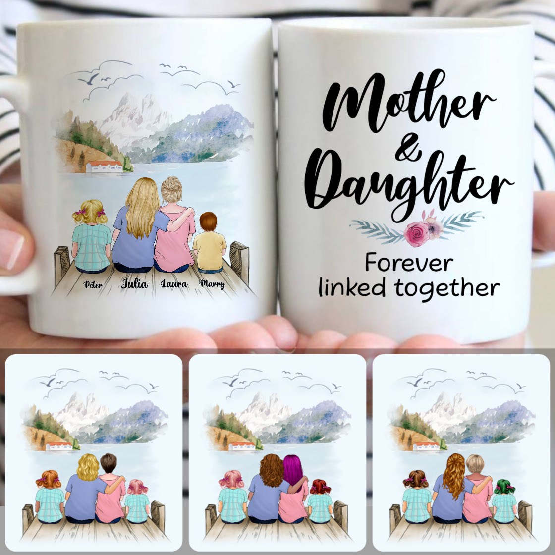 Personalized Mug, Meaningful Mother's Day Gifts, Grandma, Mom & 2 Kids Customized Coffee Mug With Names Personalized Mug, Meaningful Mother's Day Gifts, Grandma, Mom & 2 Kids Customized Coffee Mug With Names