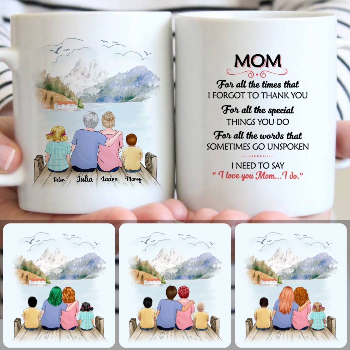 Personalized Mug, Surprise Gifts For Mother, Grandma, Mom & 2 Kids Customized Coffee Mug With Names Personalized Mug, Surprise Gifts For Mother, Grandma, Mom & 2 Kids Customized Coffee Mug With Names