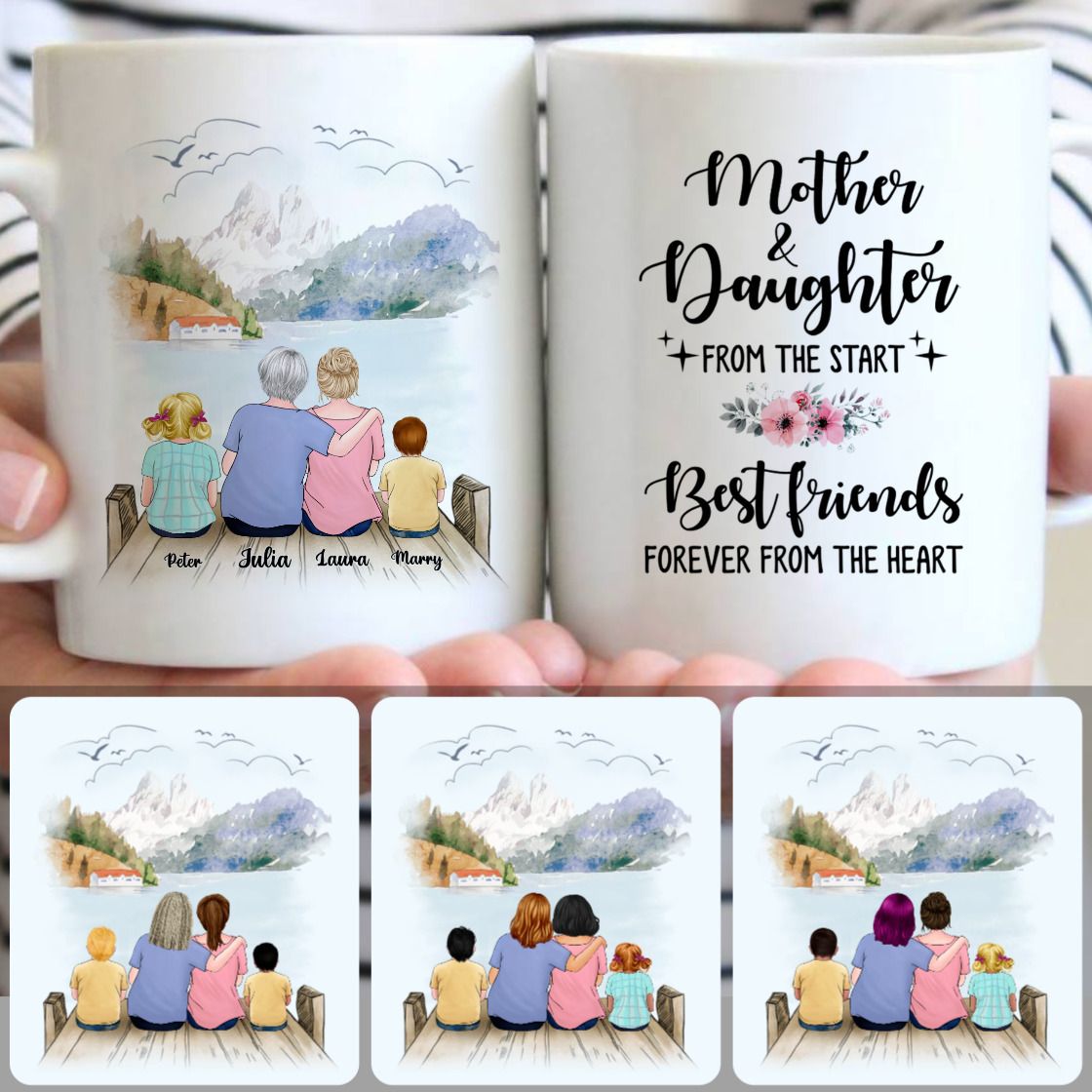 Personalized Mug, Memorial Gifts For Mom, Grandma, Mom & 2 Kids Customized Coffee Mug With Names Personalized Mug, Memorial Gifts For Mom, Grandma, Mom & 2 Kids Customized Coffee Mug With Names