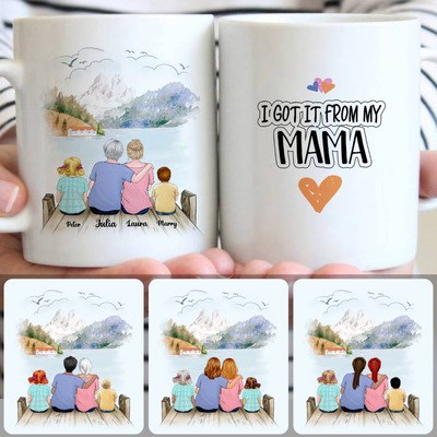 Grandma, Mom & 2 Kids Customized Coffee Mug With Names, Personalized Mug, Meaningful Gifts For Mom
