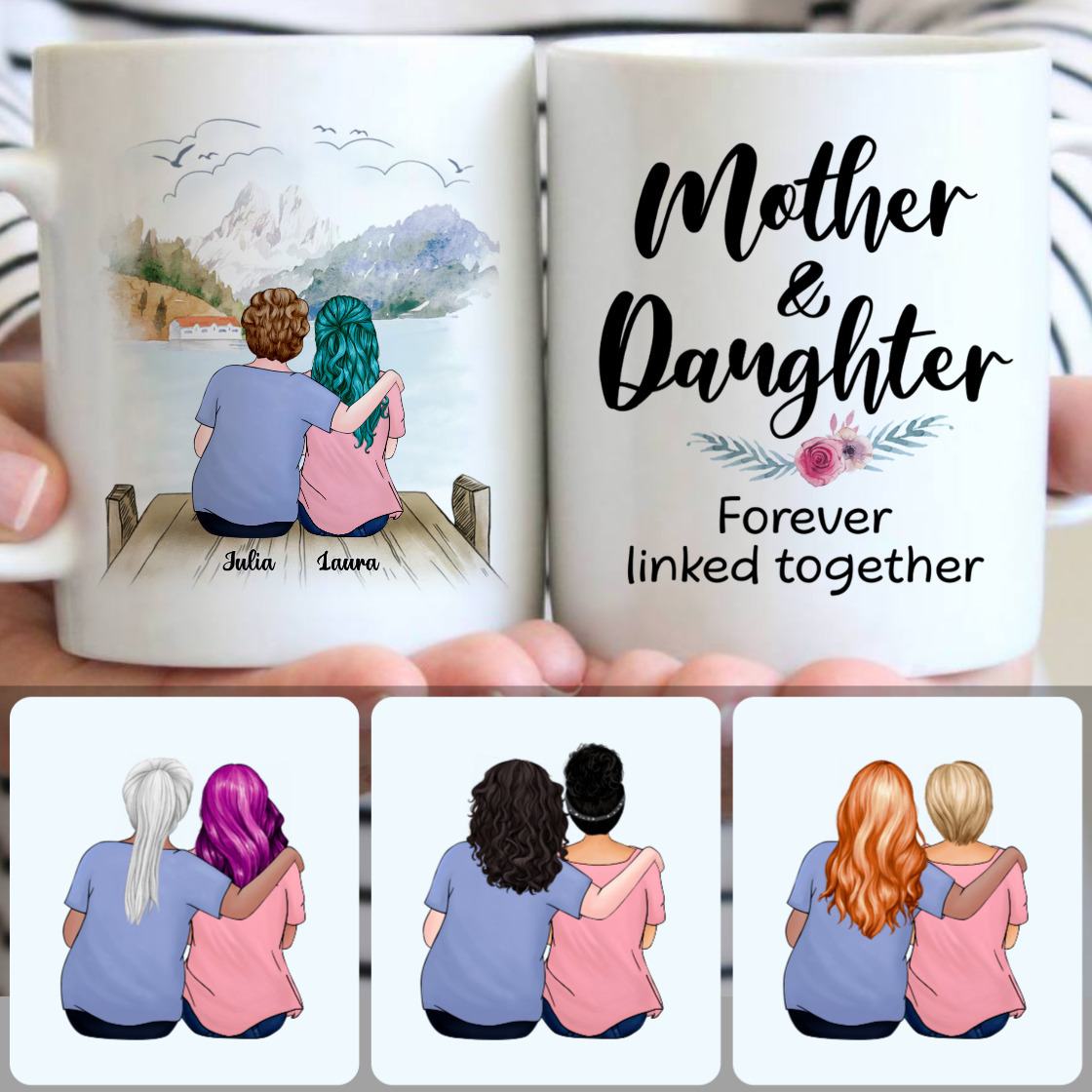 Personalized Mug, Perfect Mother's Day Gifts, Mother & Daughter Customized Coffee Mug With Names Personalized Mug, Perfect Mother's Day Gifts, Mother & Daughter Customized Coffee Mug With Names