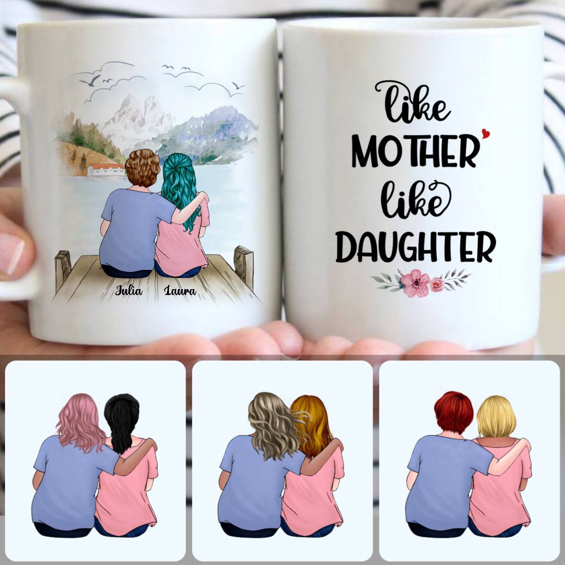Personalized Mug, Unique Birthday Gifts, Mother & Daughter Customized Coffee Mug With Names