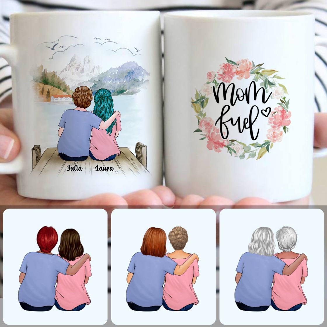 Personalized Mug, Best Thanksgiving Gifts, Mother & Daughter Customized Coffee Mug With Names