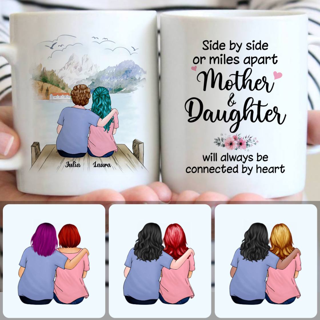 Personalized Mug, Meaningful Gifts For Mom, Mother & Daughter Customized Coffee Mug With Names