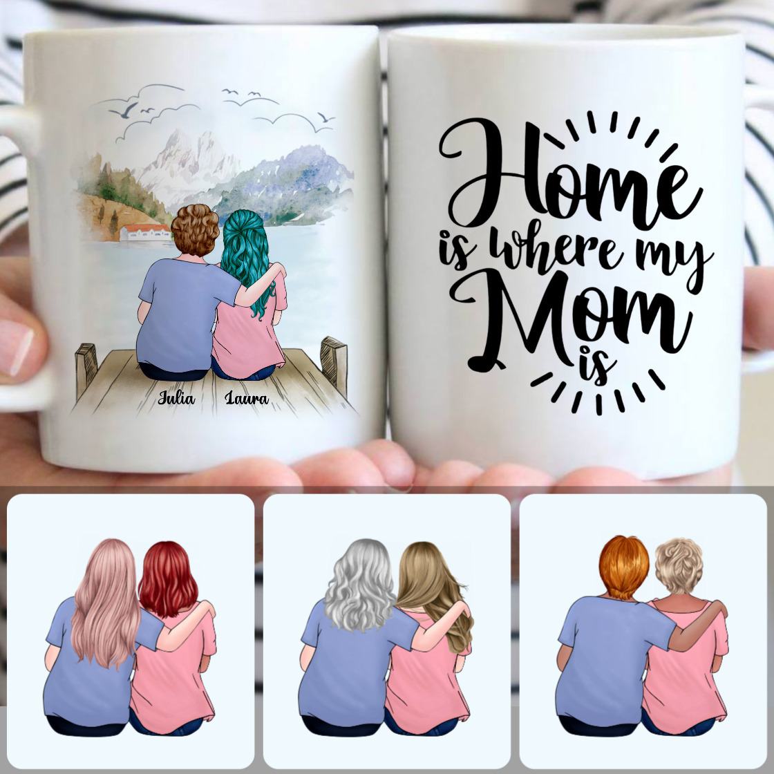 Personalized Mug, Special Gifts For Mother, Mother & Daughter Customized Coffee Mug With Names