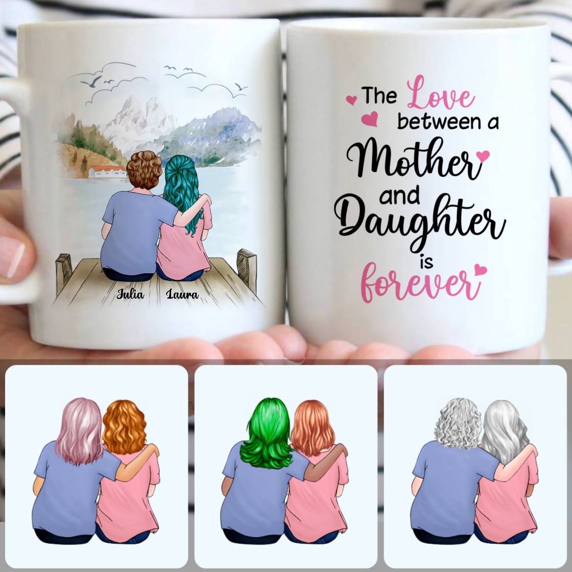 Personalized Mug, Special Gifts For Daughter , Mother & Daughter Customized Coffee Mug With Names