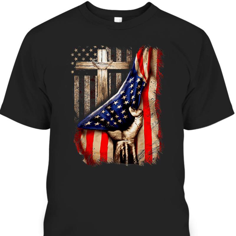 4th Of July Gift Christian Cross And American Flag Christian Patriotic T-Shirt 4th Of July Gift Christian Cross And American Flag Christian Patriotic T-Shirt