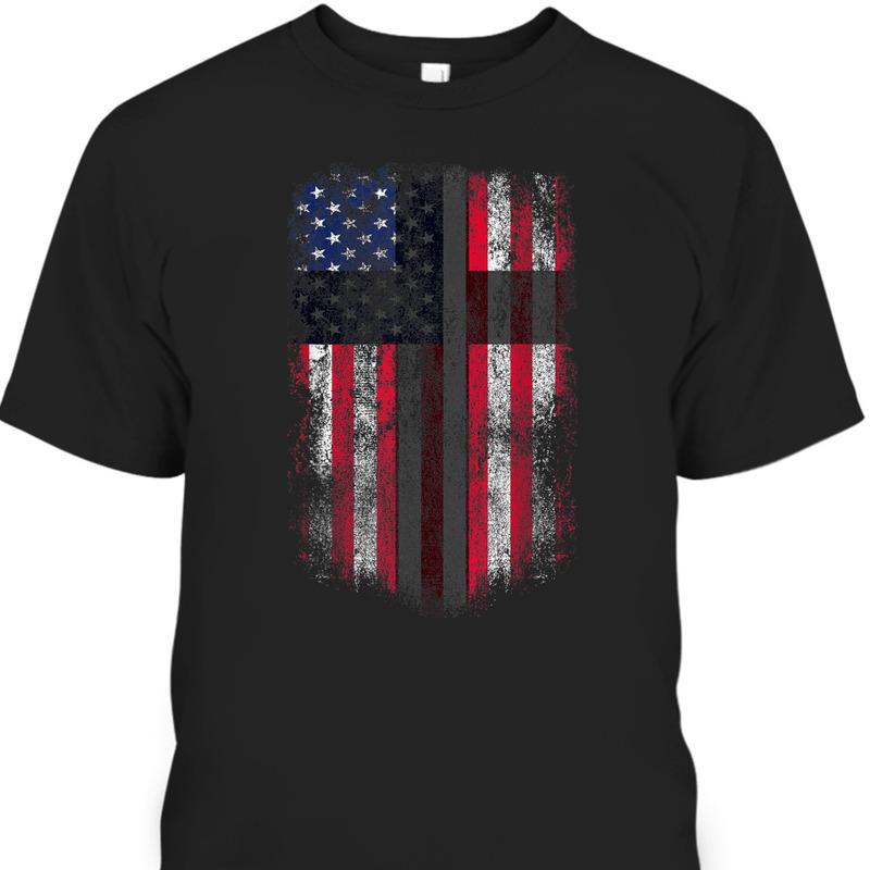 America Pride US Flag And Cross T-Shirt Christian Patriotic And Christianity 4th Of July Gift