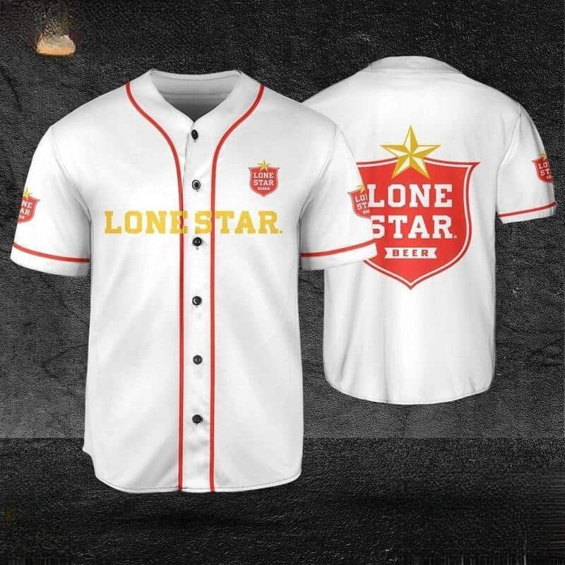 White Lone Star Beer Baseball Jersey Sports Gift For Him White Lone Star Beer Baseball Jersey Sports Gift For Him