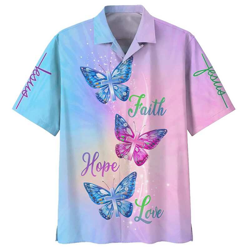 Christian Hawaiian Shirt Faith Hope Love Butterflies Religious Christian Faith Gift Christian Hawaiian Shirt Faith Hope Love Butterflies Religious Christian Faith Gift