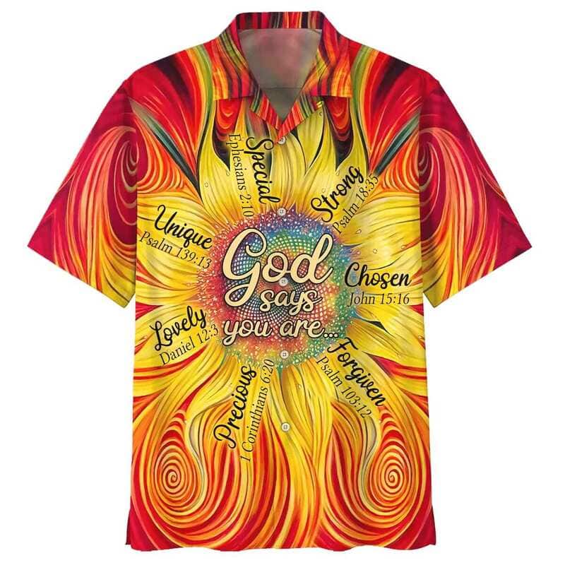 Bible Verse Christian Hawaiian Shirt Sunflower God Say You Are Bible Verse Christian Hawaiian Shirt Sunflower God Say You Are