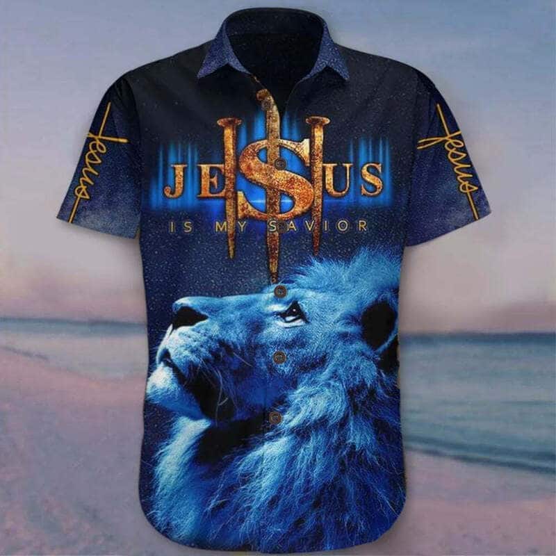 Lion Christian Hawaiian Shirt Lion Jesus Is My Savior Lion Christian Hawaiian Shirt Lion Jesus Is My Savior