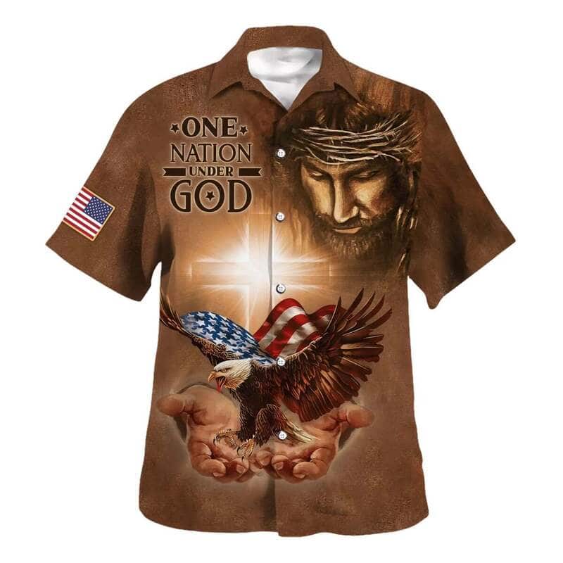 One Nation Under God Jesus Holy In Hand Eagle 4th Of July Independence Day Christian Hawaiian Shirt One Nation Under God Jesus Holy In Hand Eagle 4th Of July Independence Day Christian Hawaiian Shirt