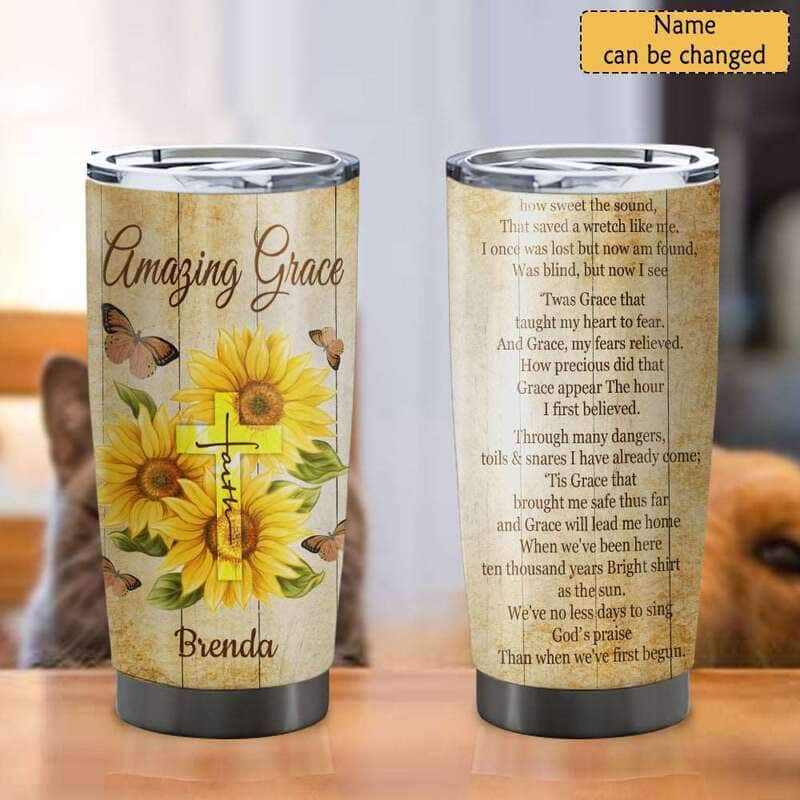 Personalized Christian Faith Amazing Grace Unique Religious Tumbler For Christians