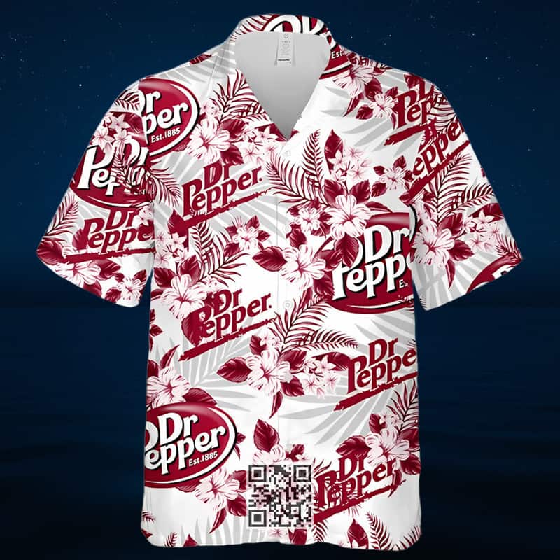 Dr Pepper Beer Hawaiian Shirt Tropical Flower Pattern On White Theme Dr Pepper Beer Hawaiian Shirt Tropical Flower Pattern On White Theme