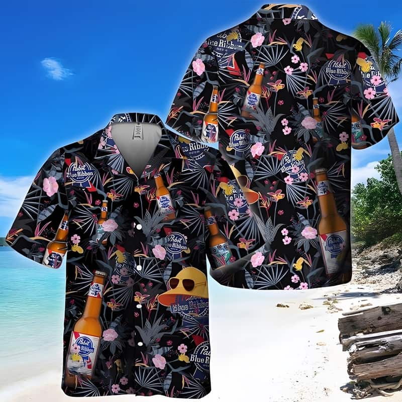 Pabst Blue Ribbon Hawaiian Shirt Tropical Plant Cool Gift For Beer Drinkers Pabst Blue Ribbon Hawaiian Shirt Tropical Plant Cool Gift For Beer Drinkers