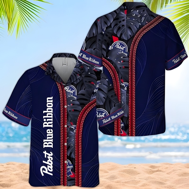 Pabst Blue Ribbon Hawaiian Shirt Tropical Monstera Gift For Him Pabst Blue Ribbon Hawaiian Shirt Tropical Monstera Gift For Him