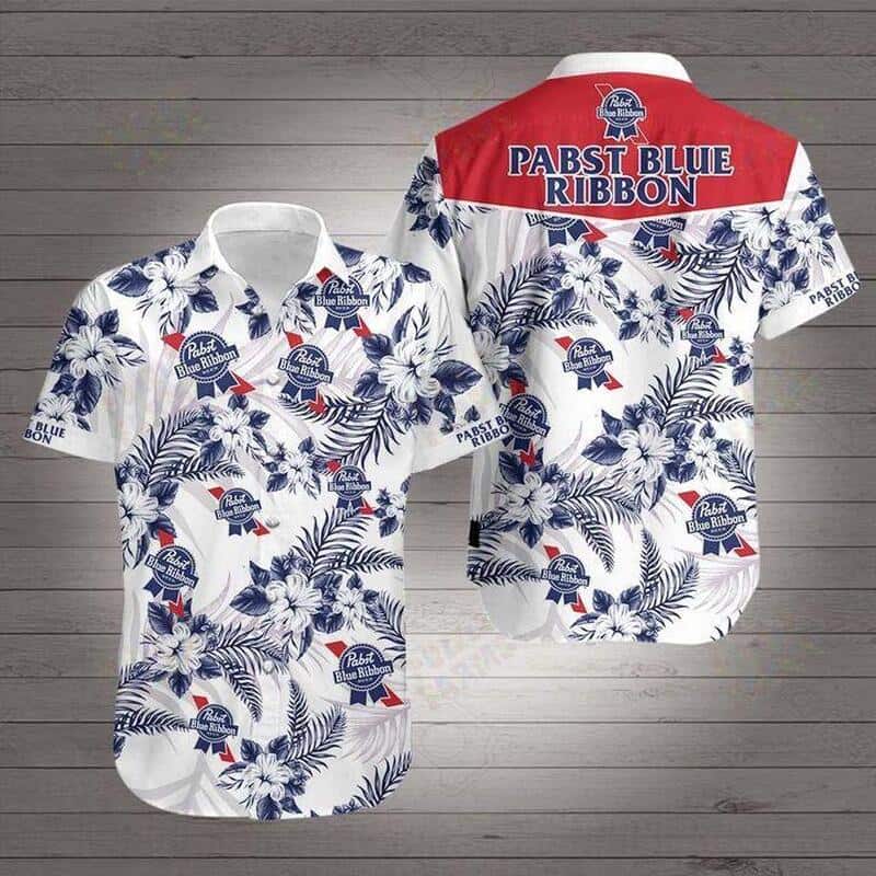 White Aloha Pabst Blue Ribbon Hawaiian Shirt Summer Gift For Best Friend White Aloha Pabst Blue Ribbon Hawaiian Shirt Summer Gift For Best Friend