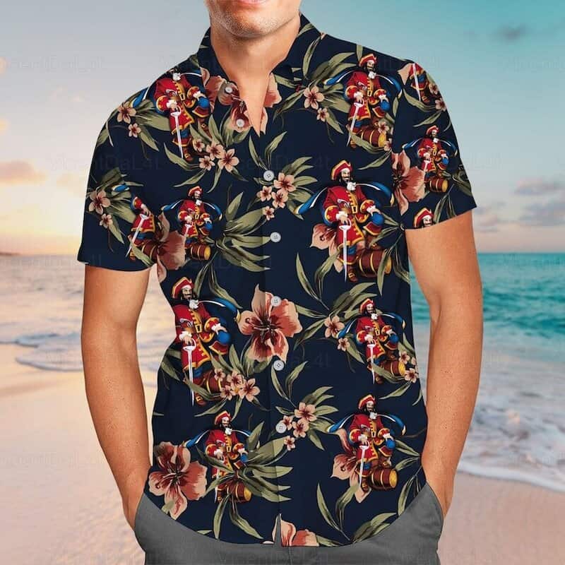 Black Captain Morgan Hawaiian Shirt Hibiscus Flower Summer Gift Black Captain Morgan Hawaiian Shirt Hibiscus Flower Summer Gift