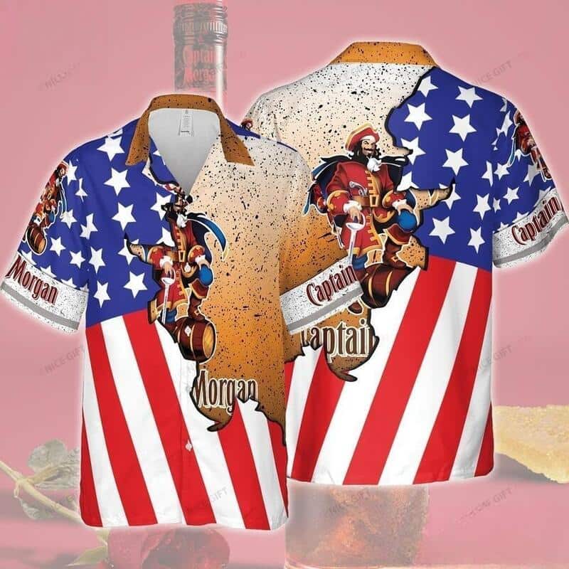 Captain Morgan Hawaiian Shirt Us Flag Summer Gift For Girlfriend Captain Morgan Hawaiian Shirt Us Flag Summer Gift For Girlfriend