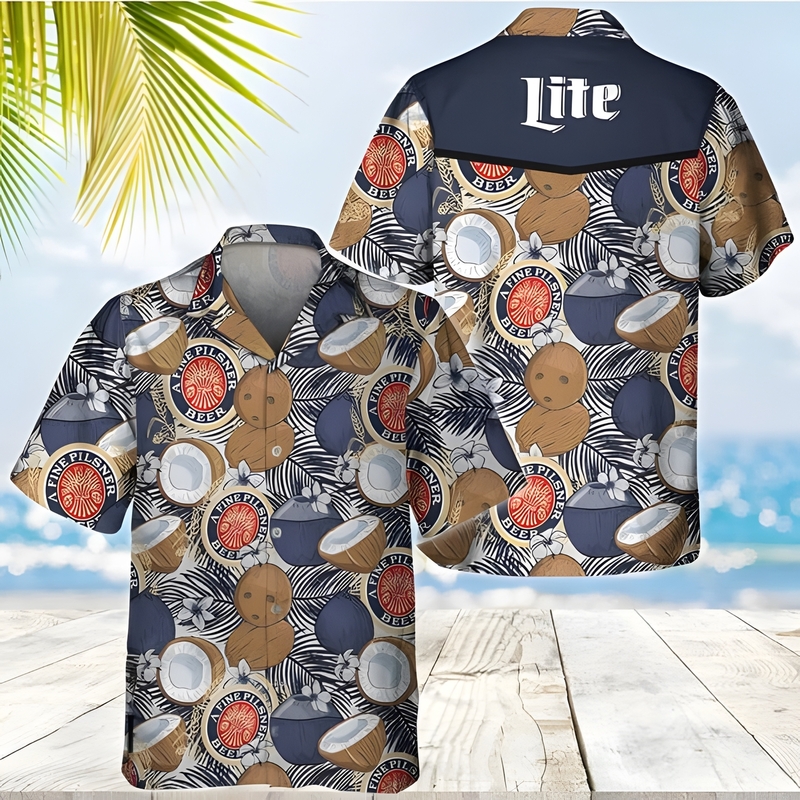 Classic Miller Lite Hawaiian Shirt Tropical Coconut Gift For Dad